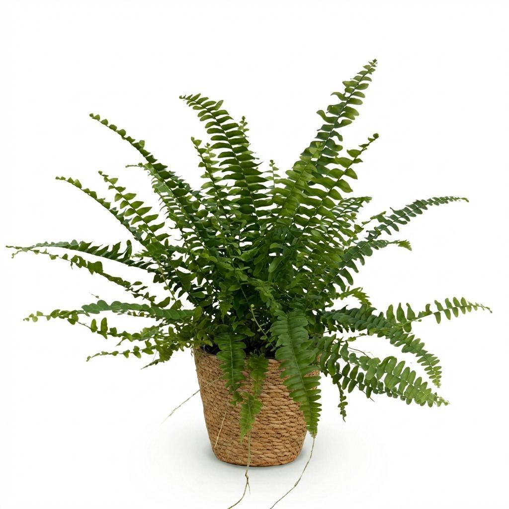 La Green Touch - Nephrolepis exaltata Green Lady - Fougère de Boston - Panier en jonc de mer inclus - Pot Ø25 cm, H 30 cm - Image 2