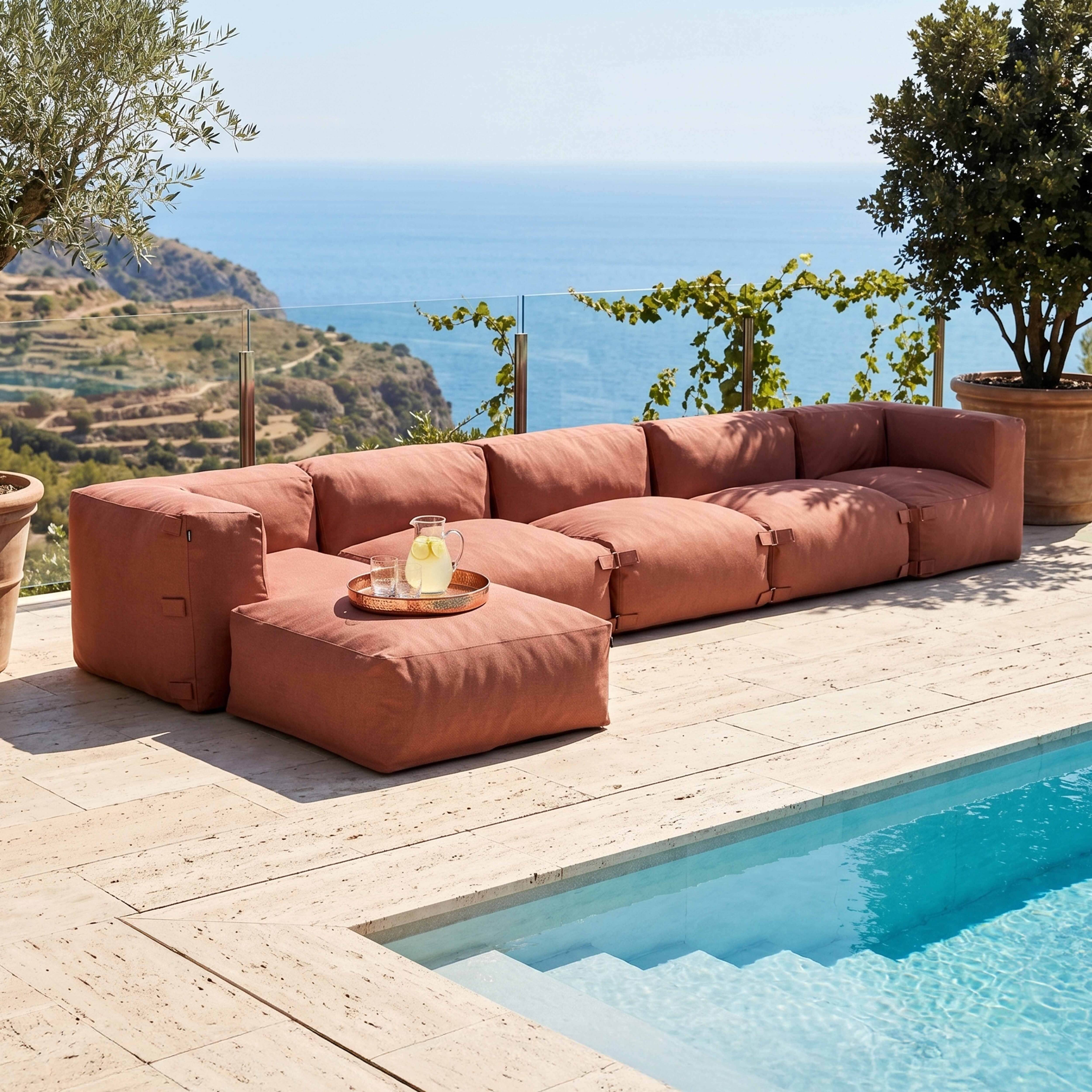 Oviala - Canapé d'angle de jardin modulable 6 places terracotta Mixi - Oviala - Image 1