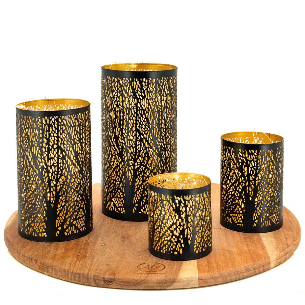Aubry Gaspard - Photophores cylindriques noir et or (Lot de 4) - Imagen 3