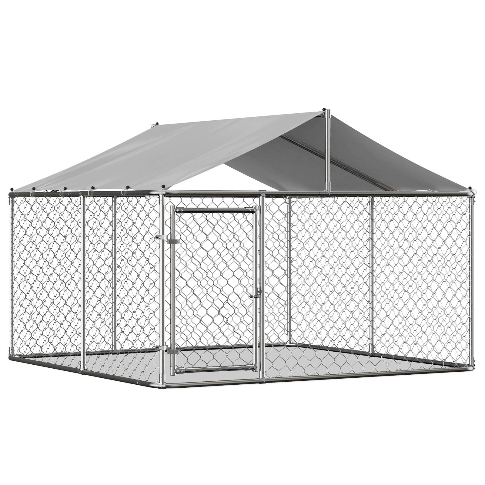Chenil chien extérieur 230 x 230 x 117 cm acier galvanisé et bâche PE - PANGIVO - Image 1