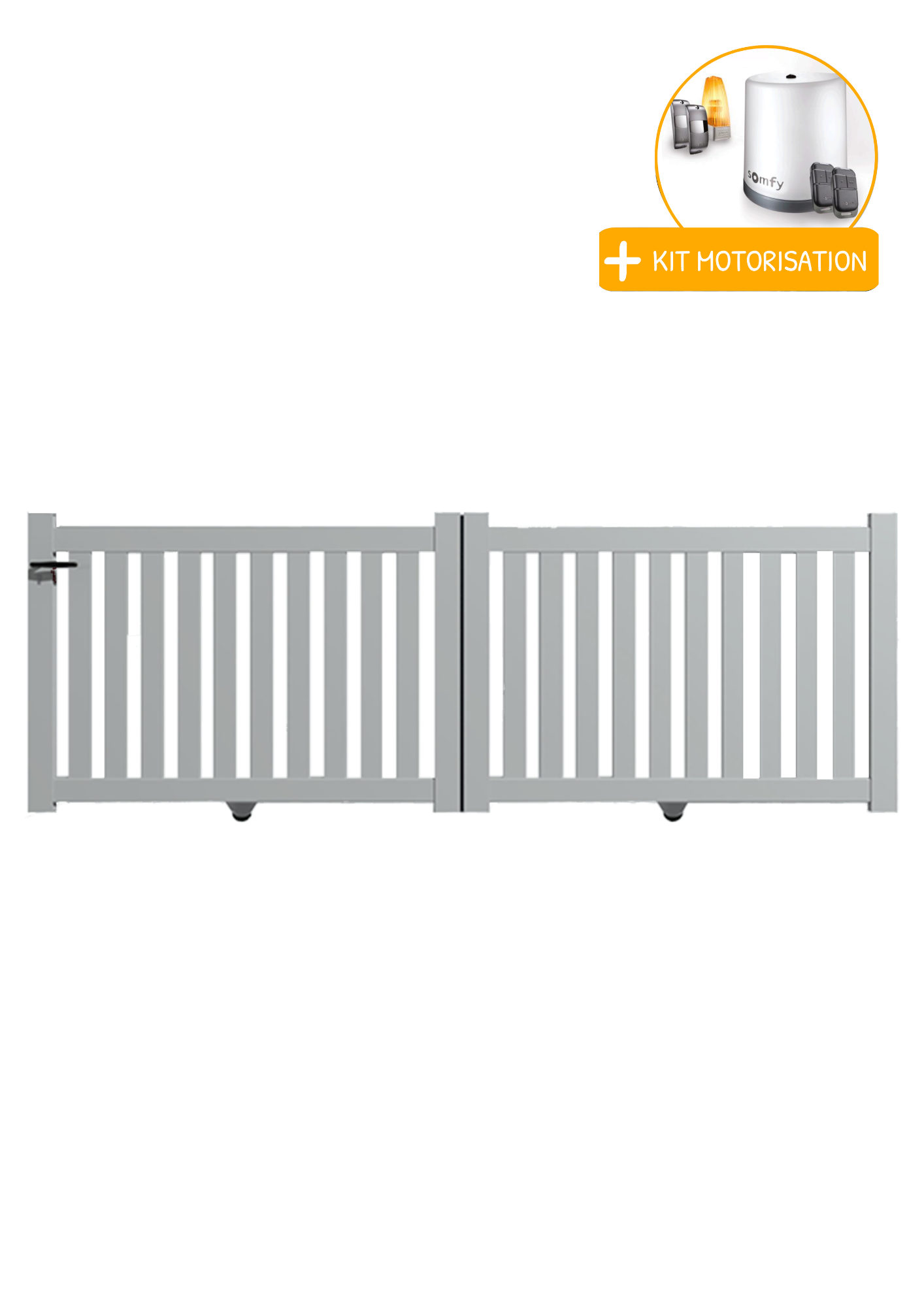 Portail Packit - Portail alu coulissant ajouré en kit+MOT dim. L.4000 (entre piliers) X H.1200 mm  Gris Lumière (RAL 7035)