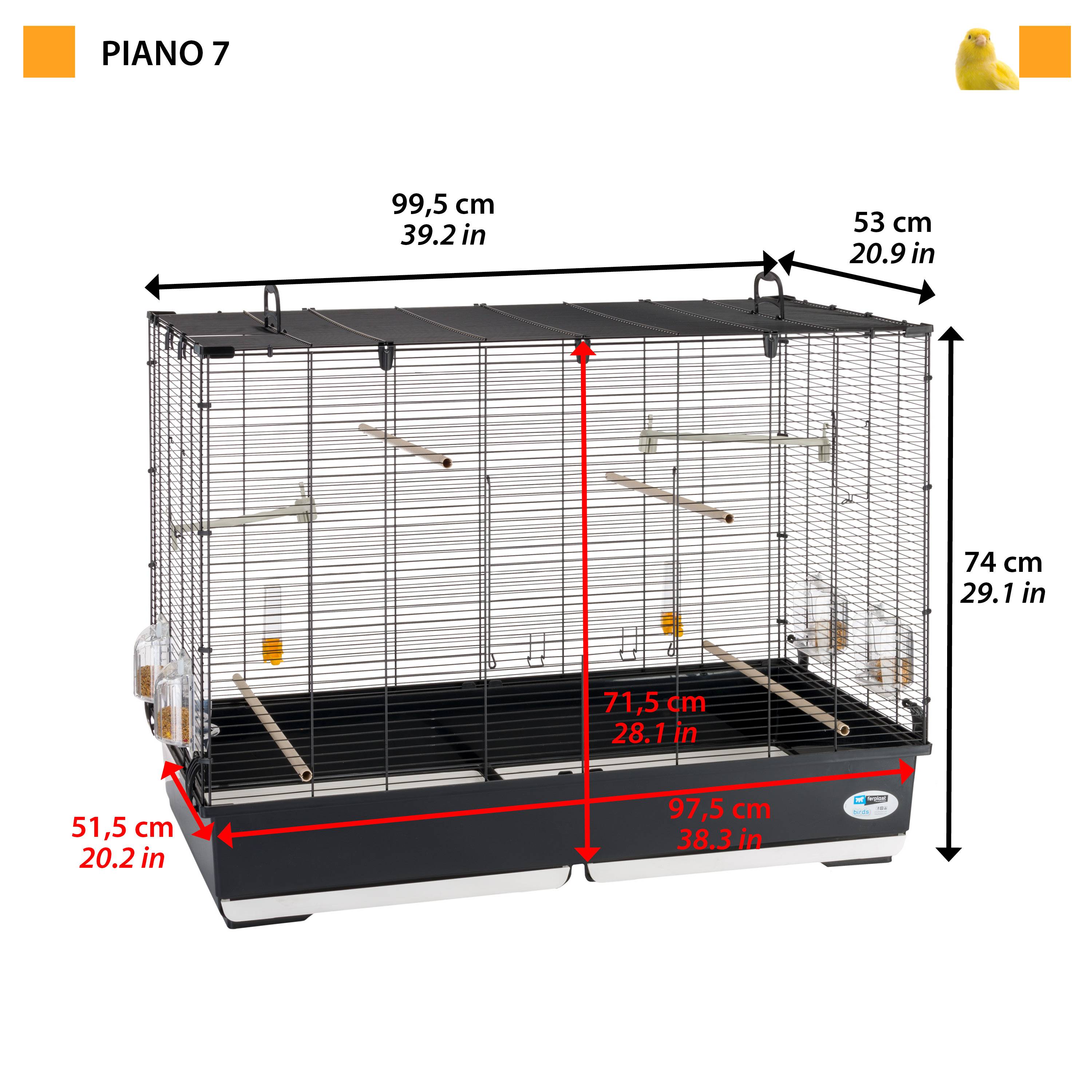Ferplast - Ferplast Volière Cage à Oiseaux PIANO 7 Grande Cage pour Oiseaux, Canaris, Pinsons, Perruches Ondulées, Inséparables, en Métal, Accessoires inclus - Imagen 2