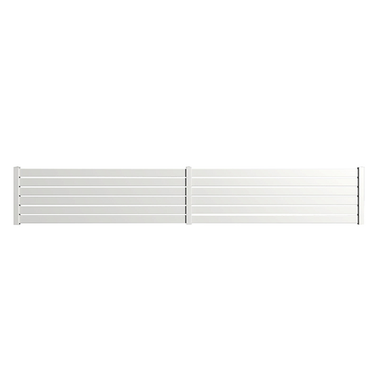 Portail Packit - Clôture alu 6 lames modèle ajouré en kit - 2 éléments dim. L4154 mm (poteaux compris) x H675mm Blanc RAL 9010