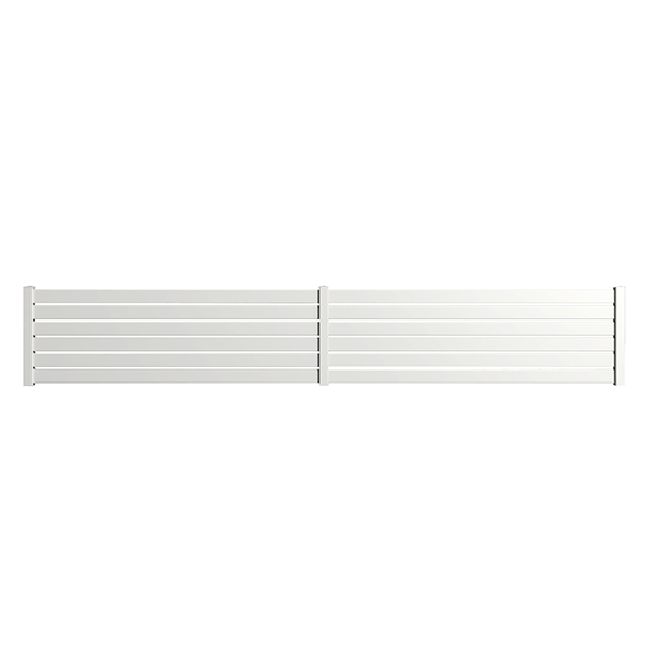 Portail Packit - Clôture alu 6 lames modèle ajouré en kit - 2 éléments dim. L4154 mm (poteaux compris) x H675mm  Blanc RAL 9010