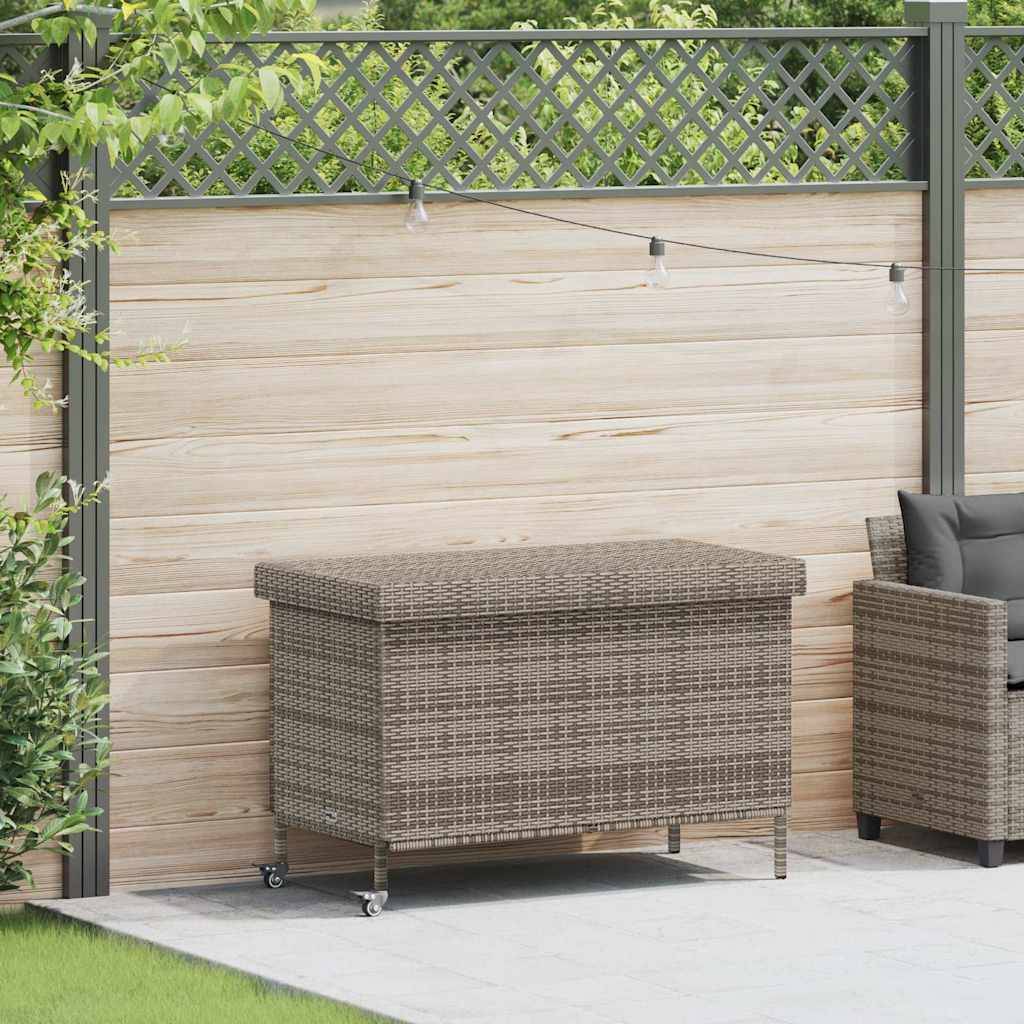 PANGIVO - Coffre de jardin résine tressée gris 110 x 55 x 73 cm - PANGIVO