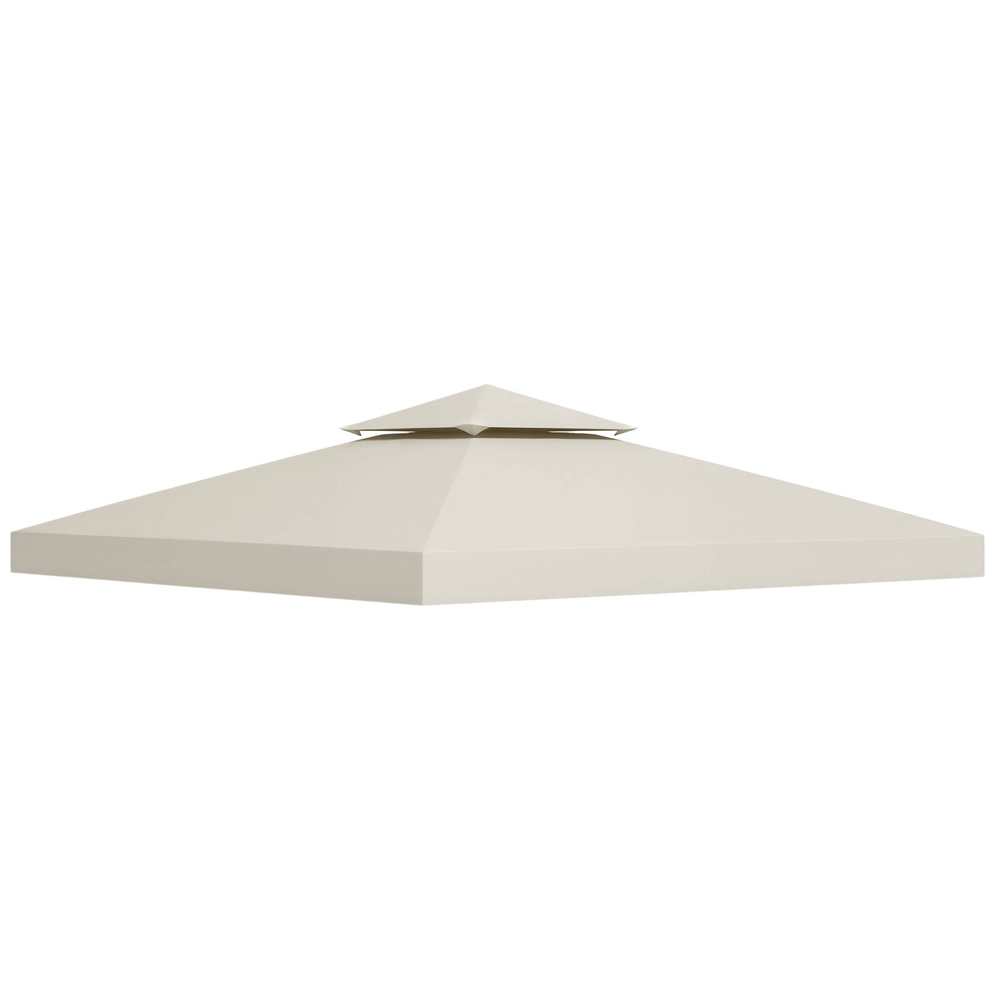 Toit de rechange pour cenador, 3x3 m, housse double toit, 8 trous de drainage et protection UV, seul toit pour gazebo, creme - Image 1