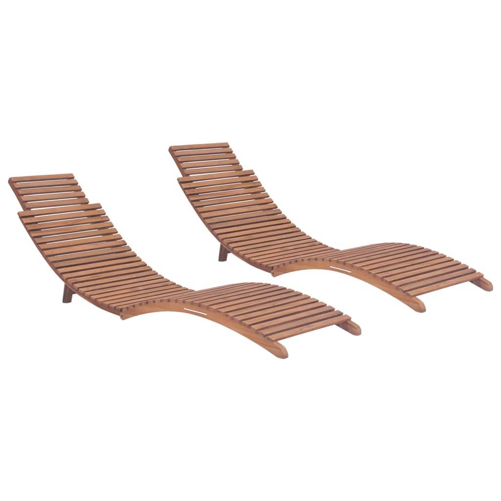 Helloshop26 - Chaises longues pliables 2 pcs bois de teck solide - Imagen 1
