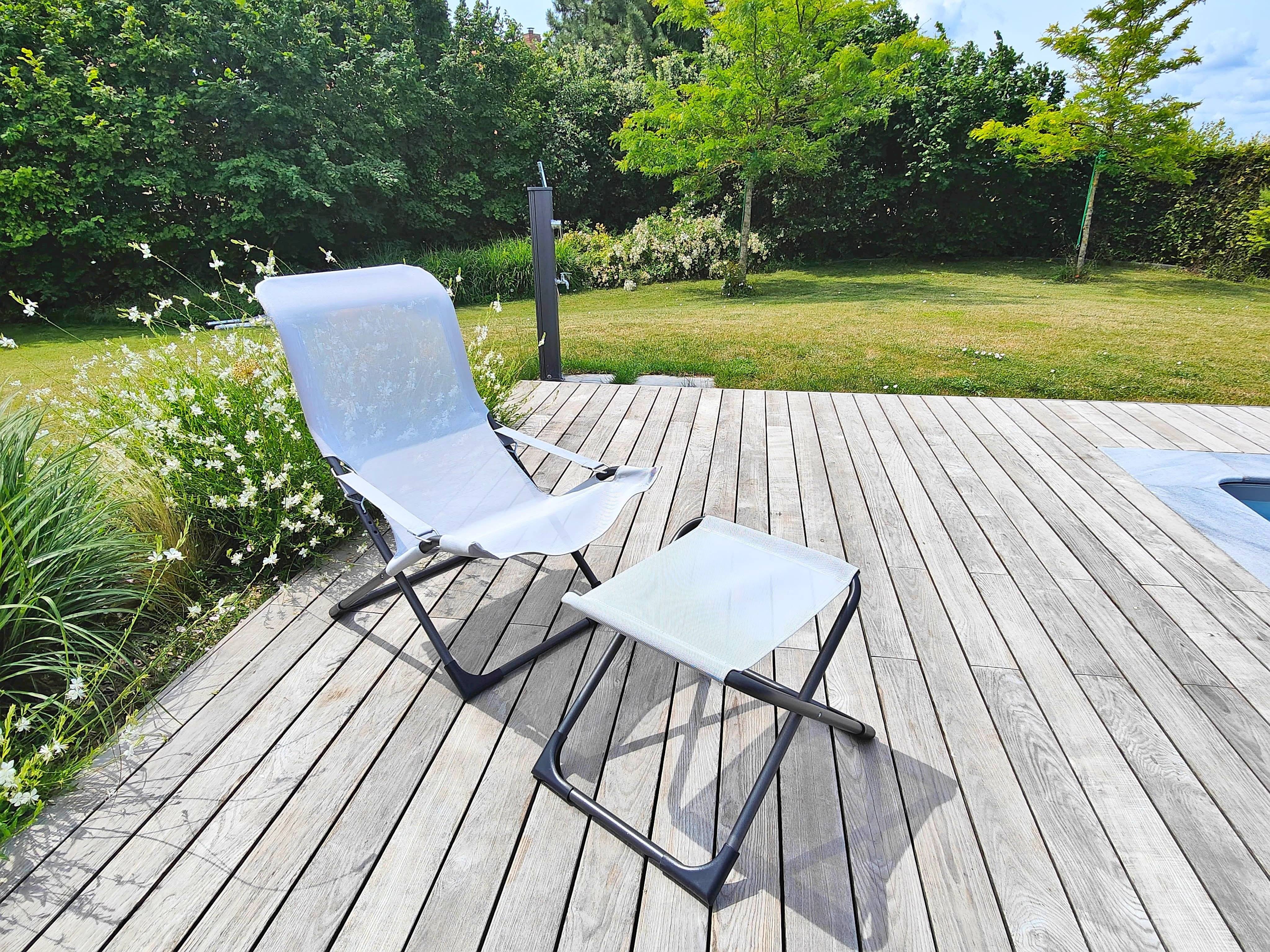 Fiam - Fauteuil FIESTA Aluminium ANTHRACITE Texfil BLANC GRIS 84/98x61x88/105 cm FIAM - Imagen 3