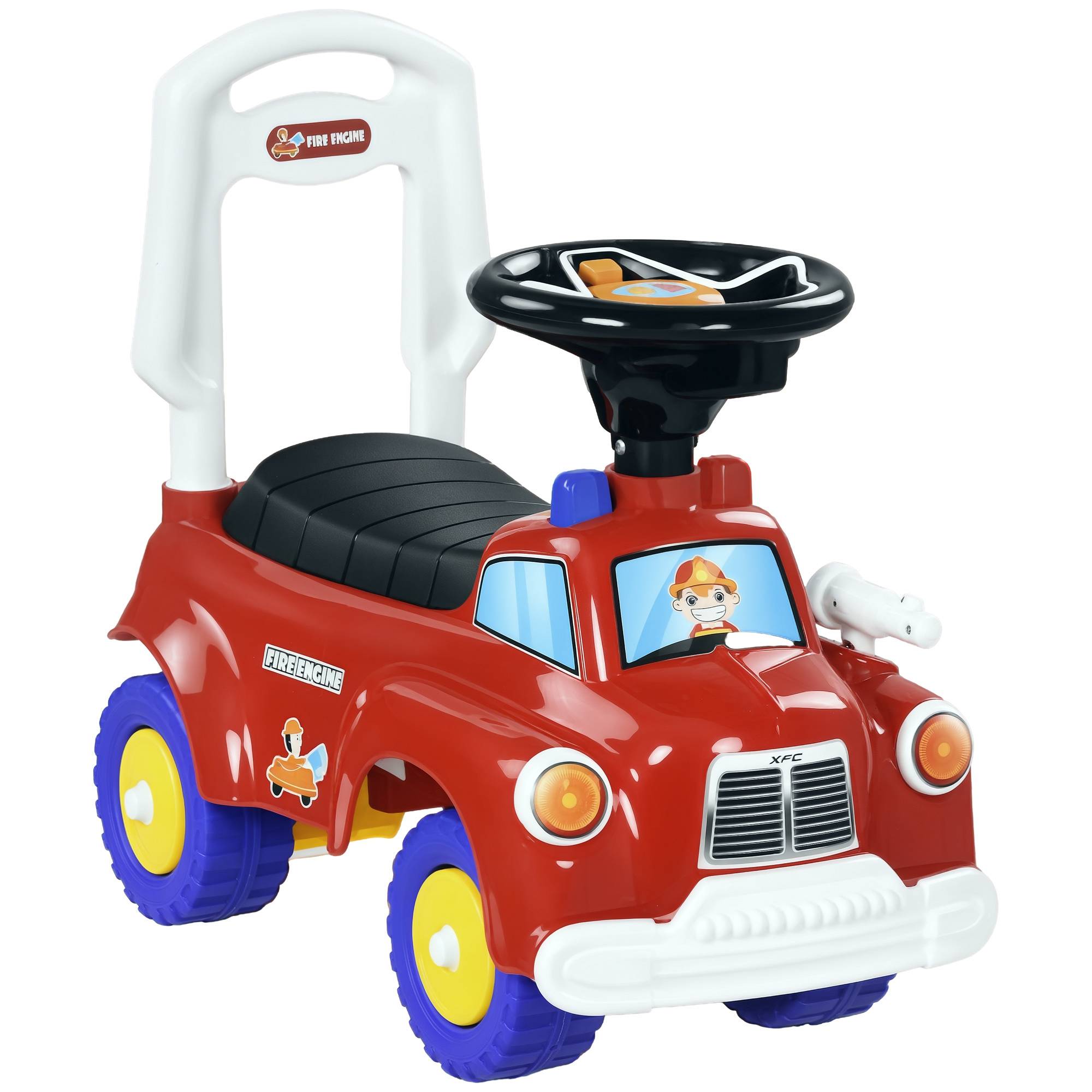 Porteur trotteur Enfants véhicule à pousser camion de pompier 18-36 Mois Coffre phares musique rouge - Image 1