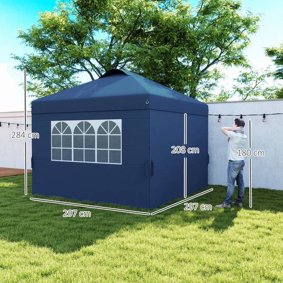 ComfortXL - Tonnelle pliante pop-up tissu Oxford pour jardin camping protection UV30+ 3x3m bleu - ComfortXL Outdoor Living - Image 5