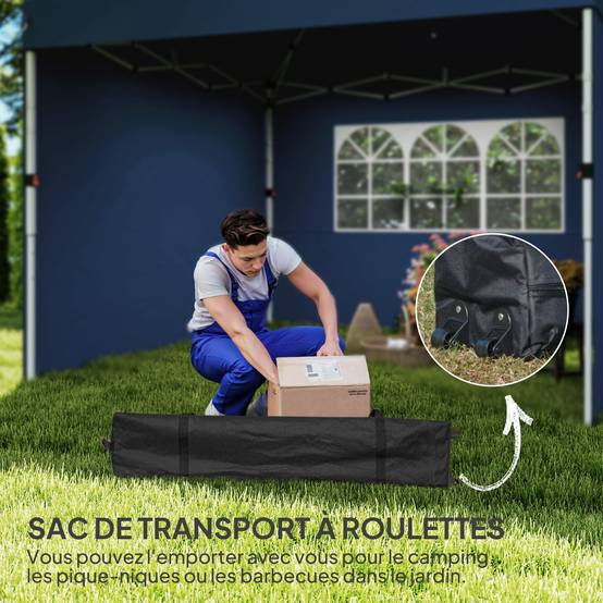ComfortXL - Tonnelle pliante pop-up tissu Oxford pour jardin camping protection UV30+ 3x3m bleu - ComfortXL Outdoor Living - Image 9