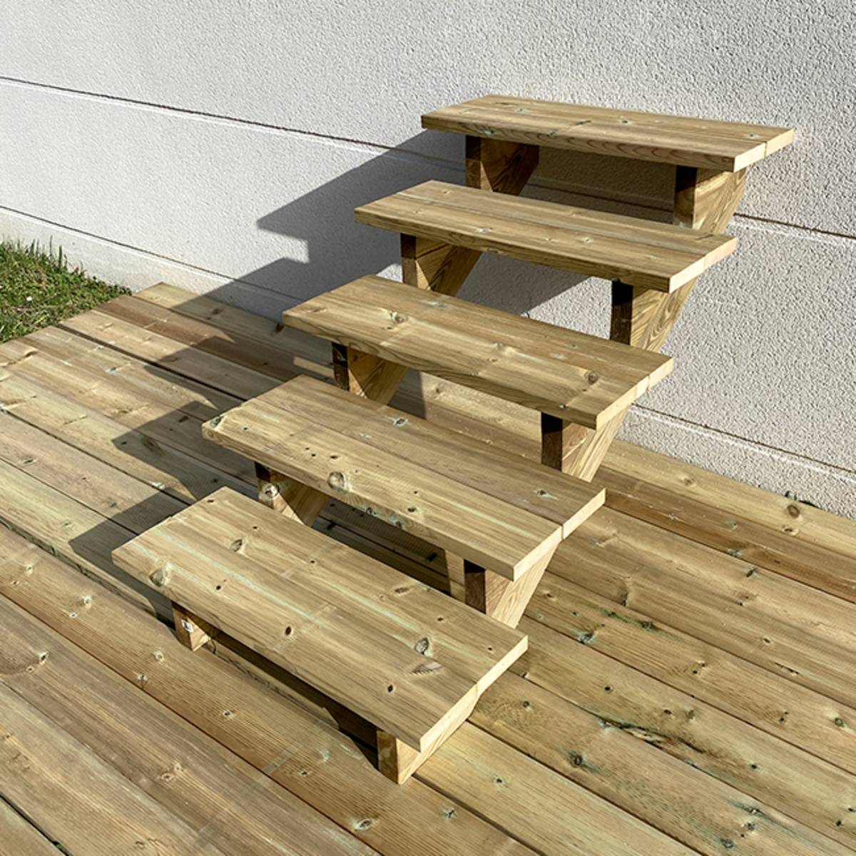 BERLIN Escalier extérieur bois 5 marches H 88cm L-80cm - sans contre marche - Image 2