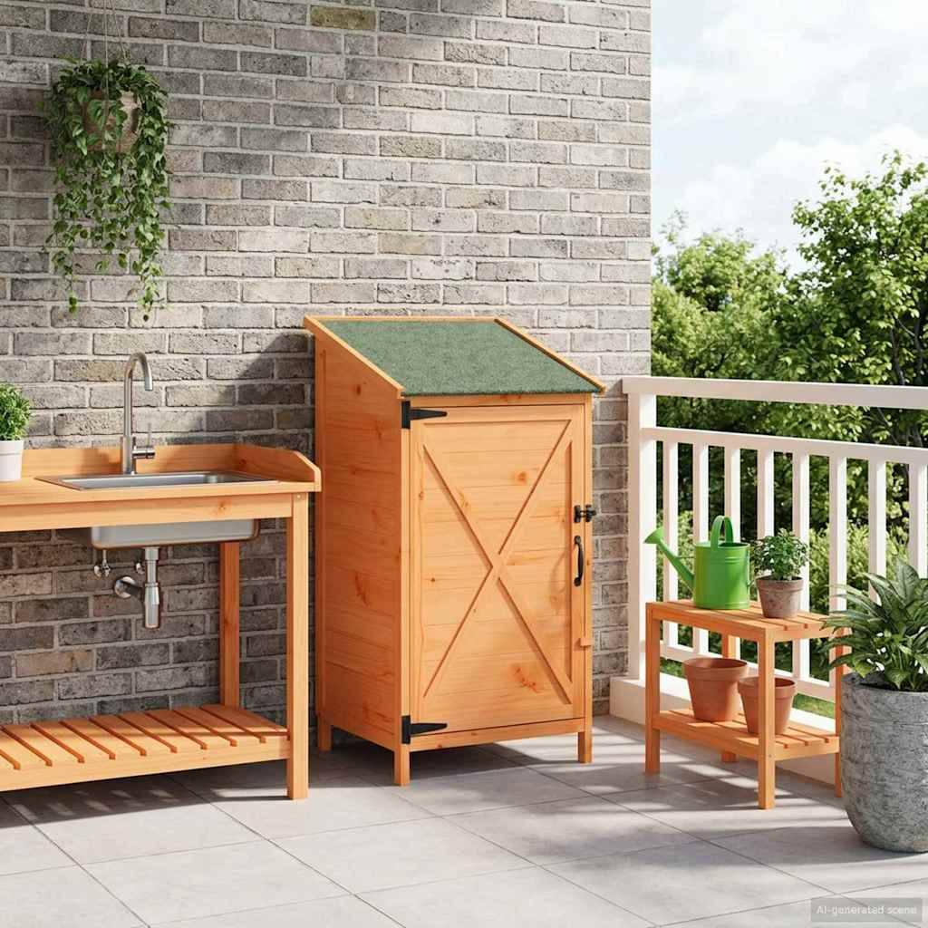 Vidaxl - Abri de jardin Marron 59,5 x 56 x 113,5 cm Bois de Sapin Massif 0.3m² vidaXL 42033471 - Image 4