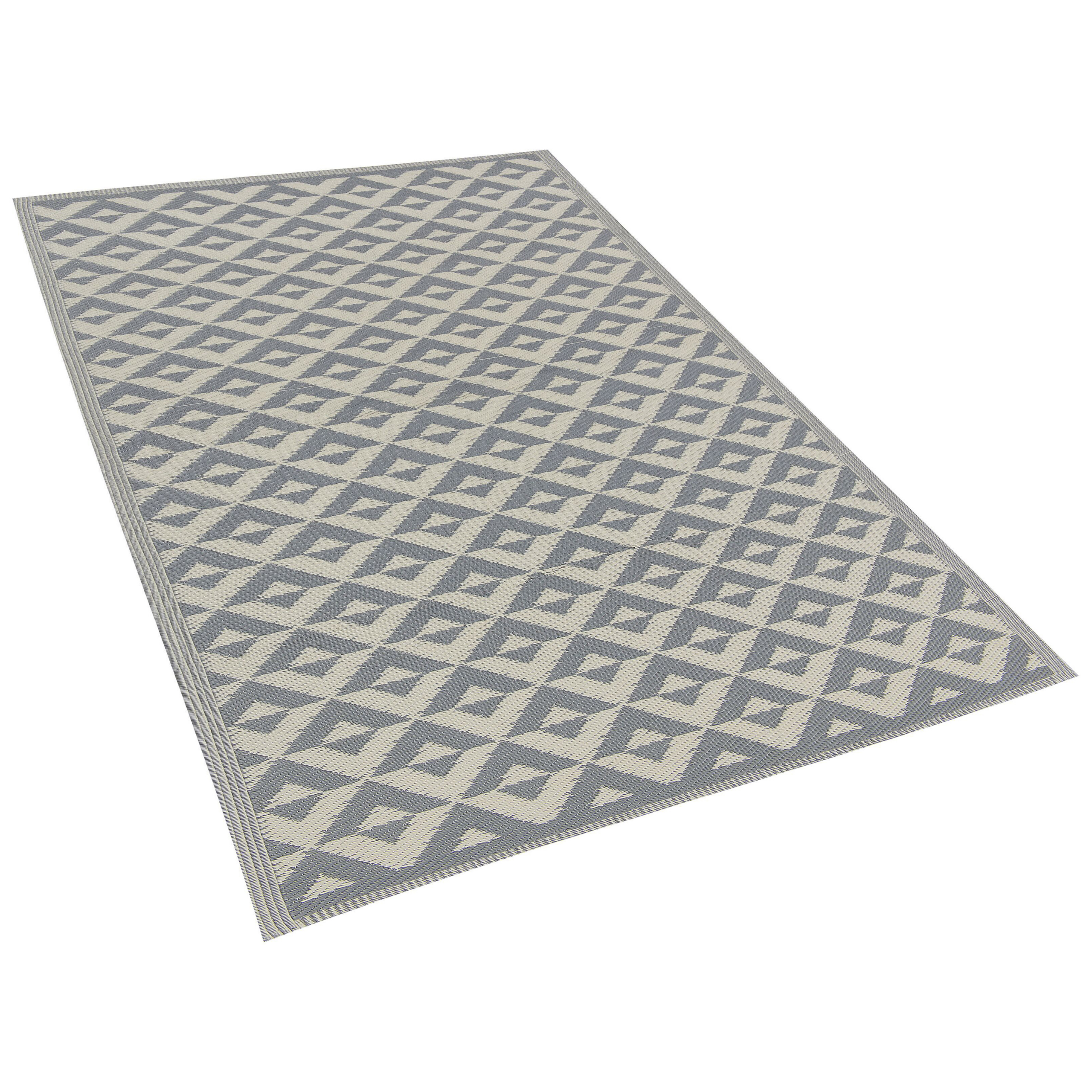 Beliani - Tapis Extérieur et Intérieur Polyvalent Gris et Blanc en Polypropylène Motif Géométrique 3D pour Salon ou Terrasse 120 x 180 cm Beliani - Imagen 4