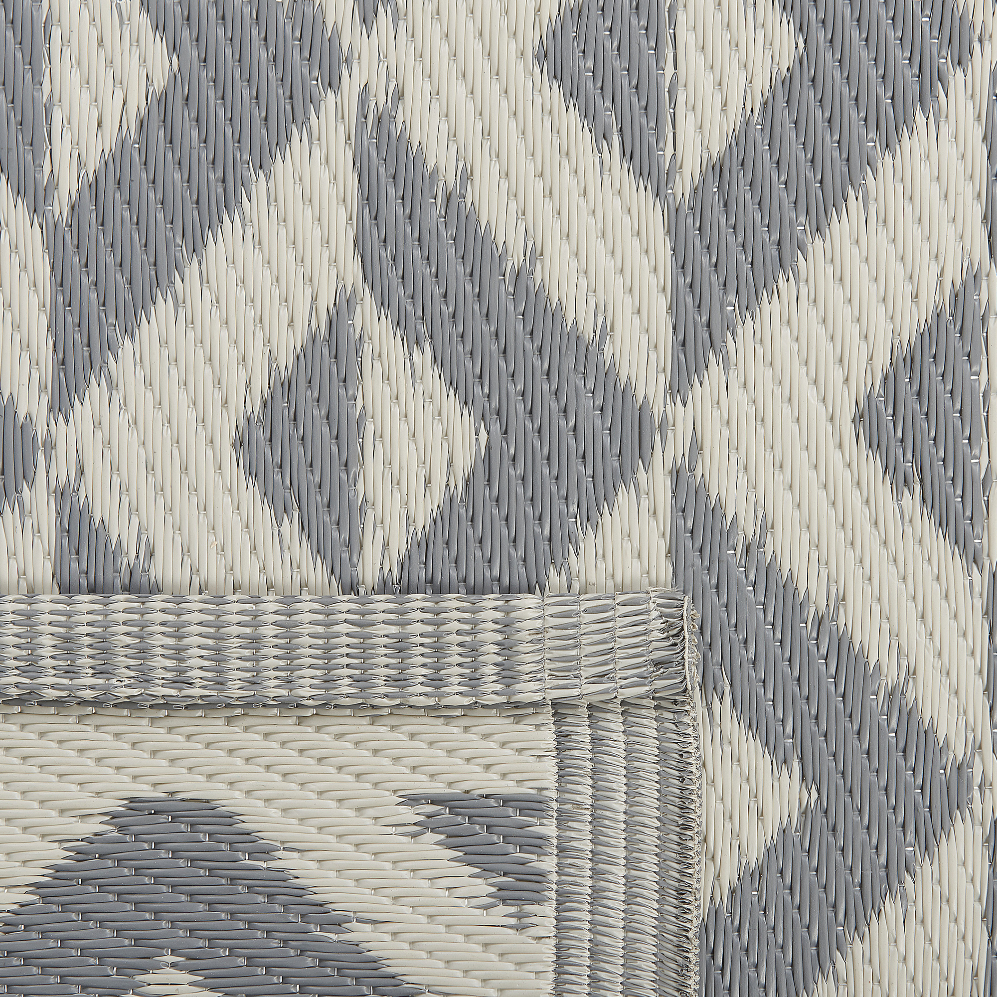 Beliani - Tapis Extérieur et Intérieur Polyvalent Gris et Blanc en Polypropylène Motif Géométrique 3D pour Salon ou Terrasse 120 x 180 cm Beliani - Imagen 5