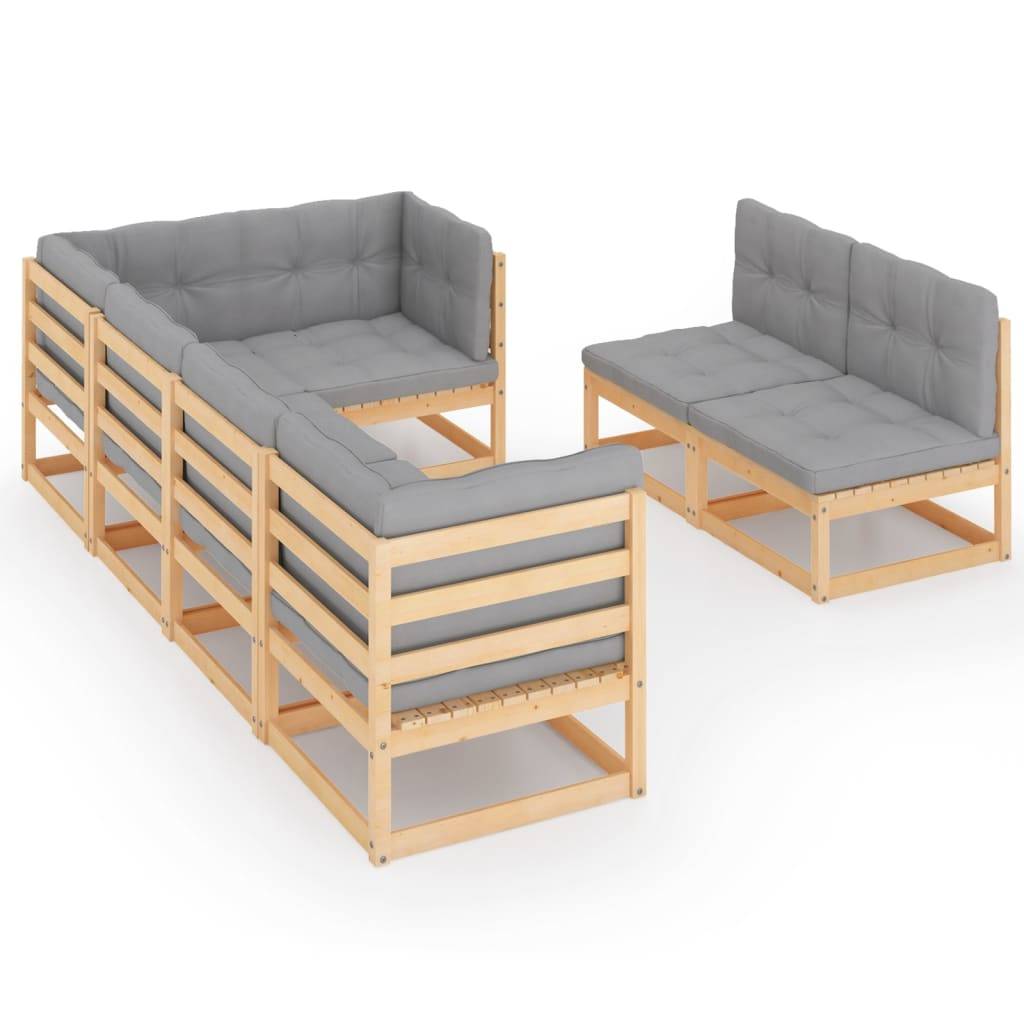Helloshop26 - Salon de jardin meuble d'extérieur ensemble de mobilier 7 pièces avec coussins bois de pin massif - Imagen 2