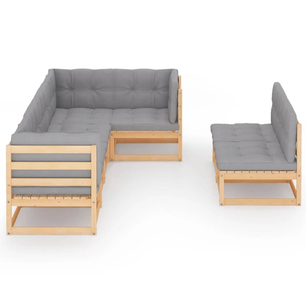 Helloshop26 - Salon de jardin meuble d'extérieur ensemble de mobilier 7 pièces avec coussins bois de pin massif - Imagen 1