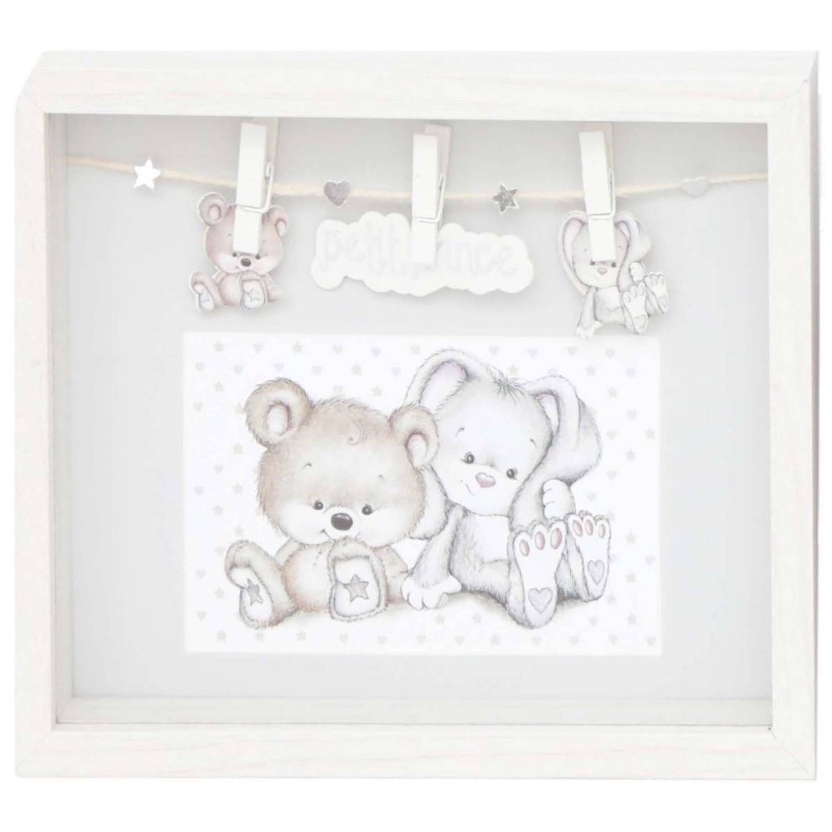 Sil - Cadre blanc en bois bébé pour photo 10 x 15 cm Petit prince Sil