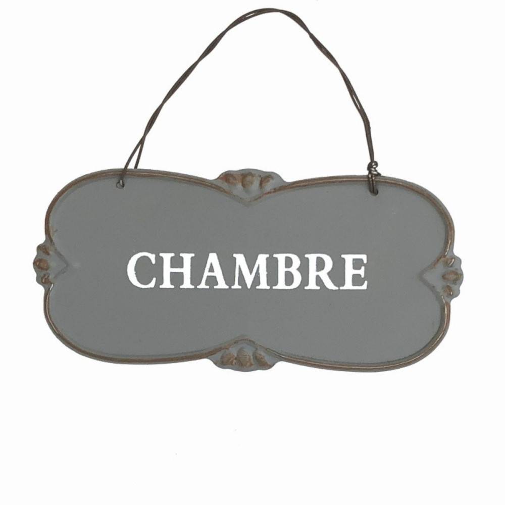 Plaque de porte décorative vintage chambre fer gris 22x10cm Chemin de campagne