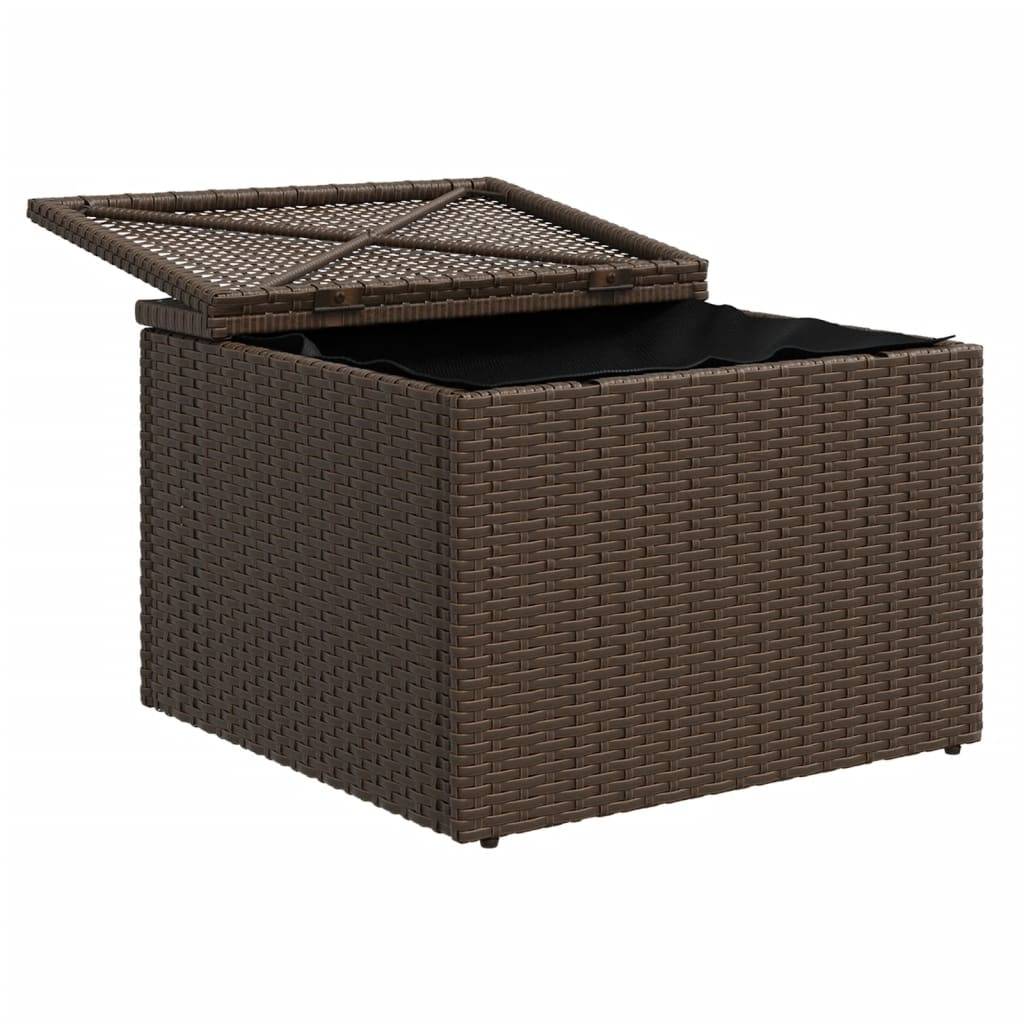 Tabouret de jardin | Repose-pied de jardin | Pouf avec coussin brun 55x55x37 cm résine tressée Maison Chic - Image 7