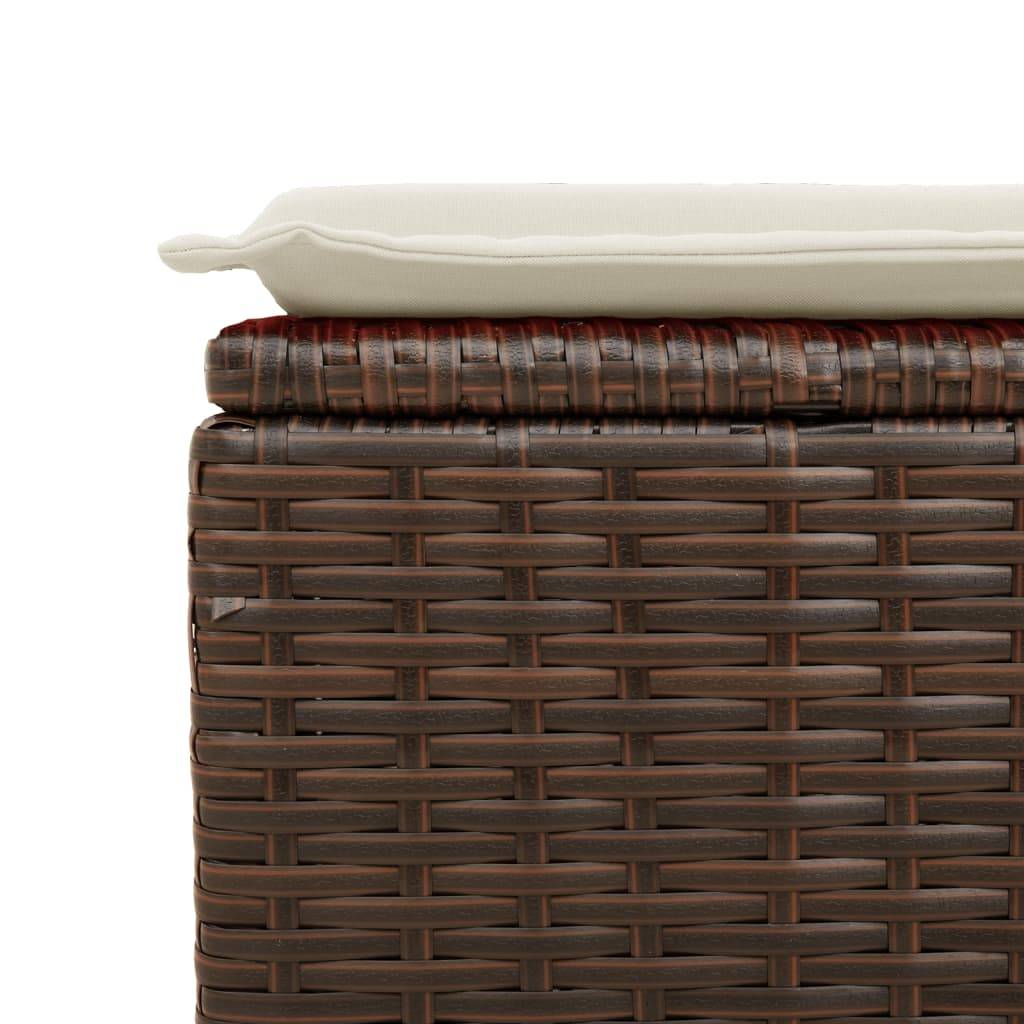 Tabouret de jardin | Repose-pied de jardin | Pouf avec coussin brun 55x55x37 cm résine tressée Maison Chic - Image 8