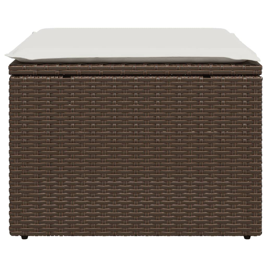 Tabouret de jardin | Repose-pied de jardin | Pouf avec coussin brun 55x55x37 cm résine tressée Maison Chic - Image 4