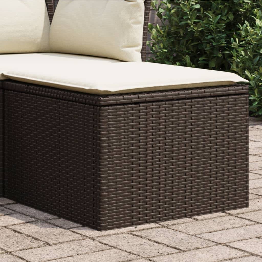 Tabouret de jardin | Repose-pied de jardin | Pouf avec coussin brun 55x55x37 cm résine tressée Maison Chic - Image 2