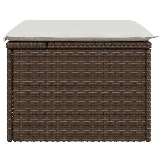 Tabouret de jardin | Repose-pied de jardin | Pouf avec coussin brun 55x55x37 cm résine tressée Maison Chic - Image 5