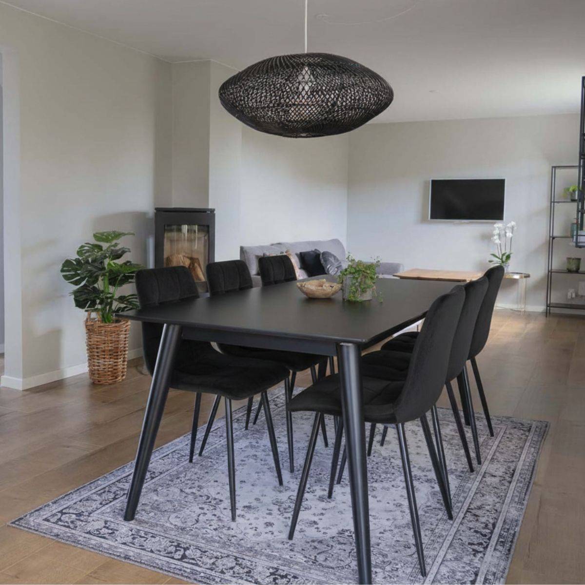 ALTOBUY - Lot de 4 Chaises Velours Noir et Piétement Acier - STRIB - Image 2