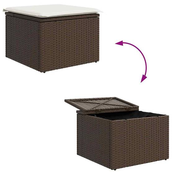 Ensemble Canapé 5 pcs Polyrotin Tressé avec Pouf et Sac Rangement Marron et Crème Cosy Chic – ComfortXL Outdoor Living - Image 6