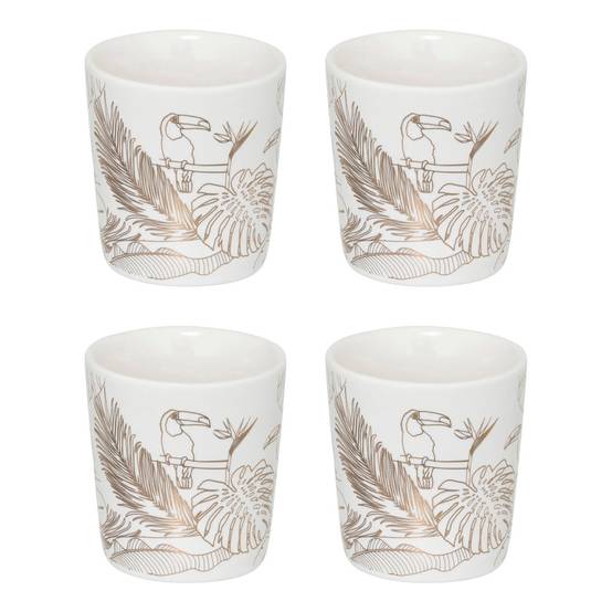 Lot de 4 Tasses à Café "Toucan" 10cl Blanc - Image 1