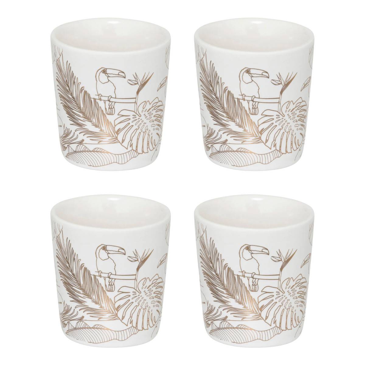 Lot de 4 Tasses à Café "Toucan" 10cl Blanc - Image 1