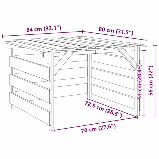 PANGIVO - Garage pour tondeuse à gazon bois de pin marron 84 x 80 x 56 cm - PANGIVO - Image 9