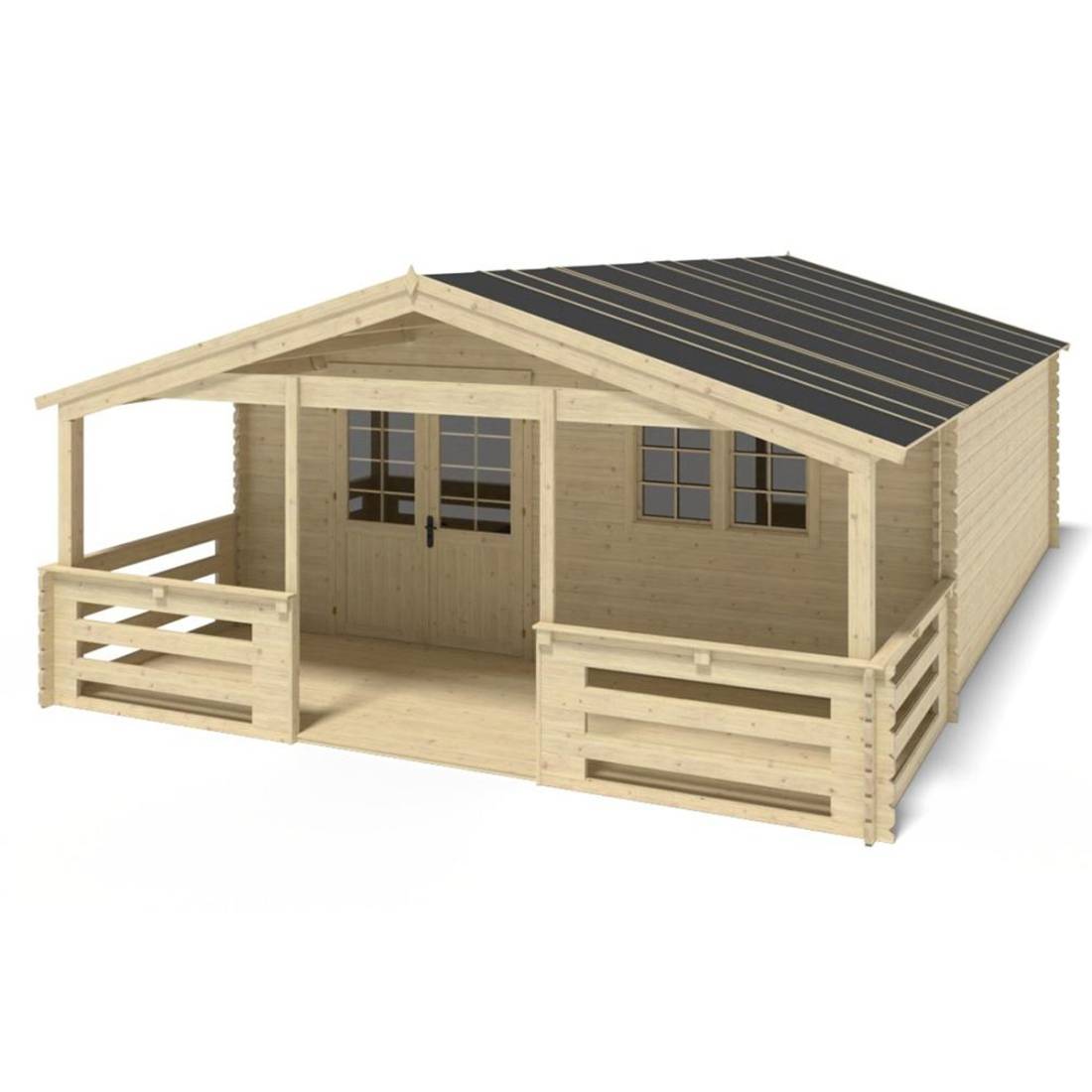 Altanka - Abri de jardin en bois - 6x6 m + terrasse avec balustrade et avant-toit en bois - 48 m2 - DOM749+DOM553+DOM555+POD04 - ALTANKA - Image 1