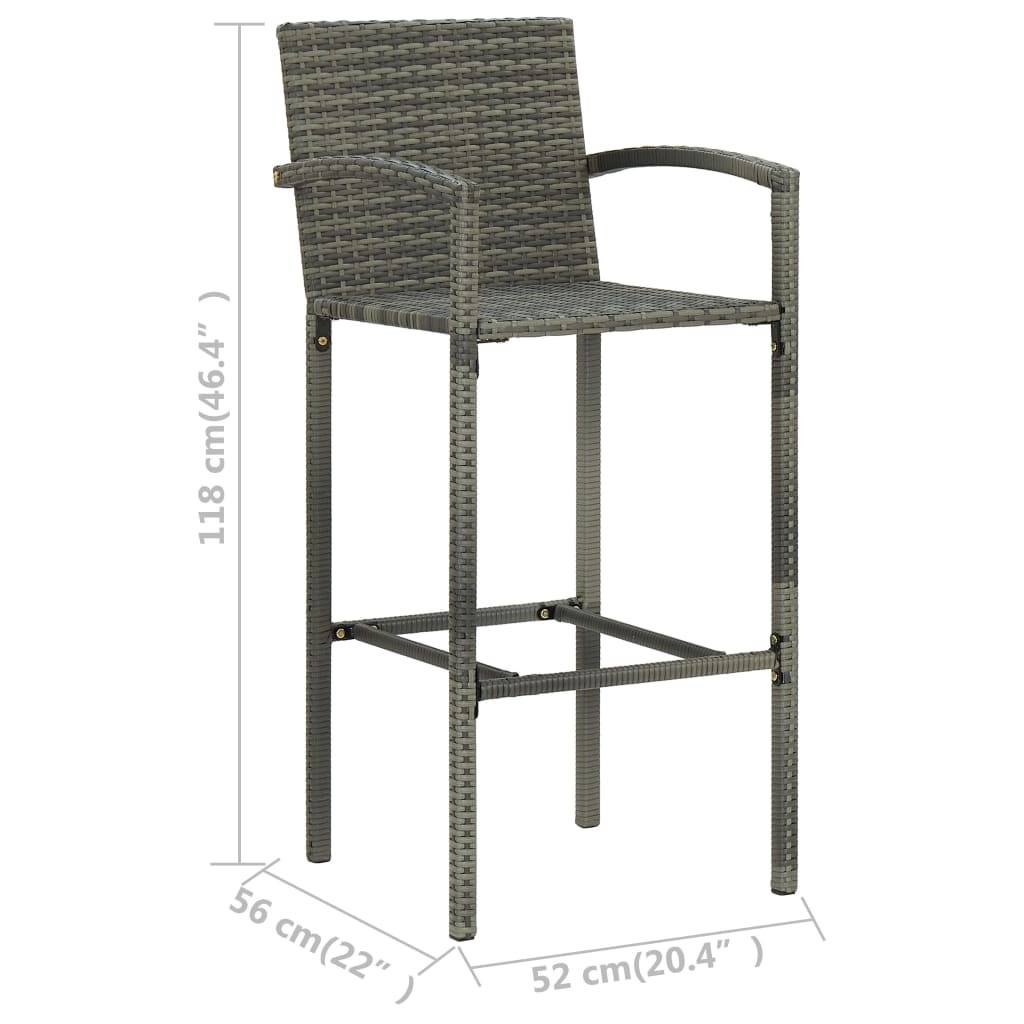 Helloshop26 - Ensemble de bar de jardin 3 pièces gris - Imagen 6