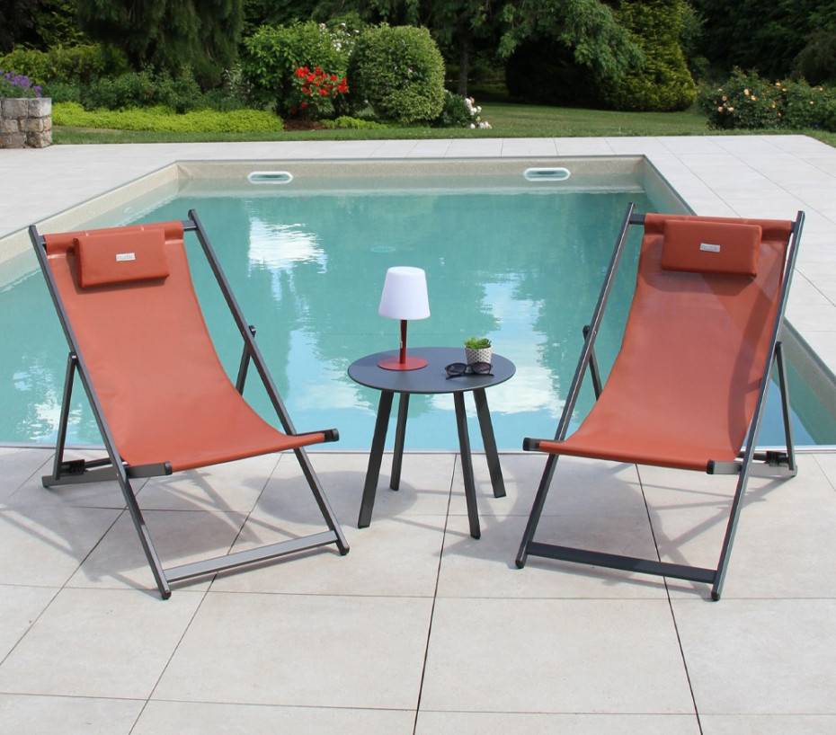 Salon de jardin en aluminium  2 places  terracotta  ATHOS - Image 1