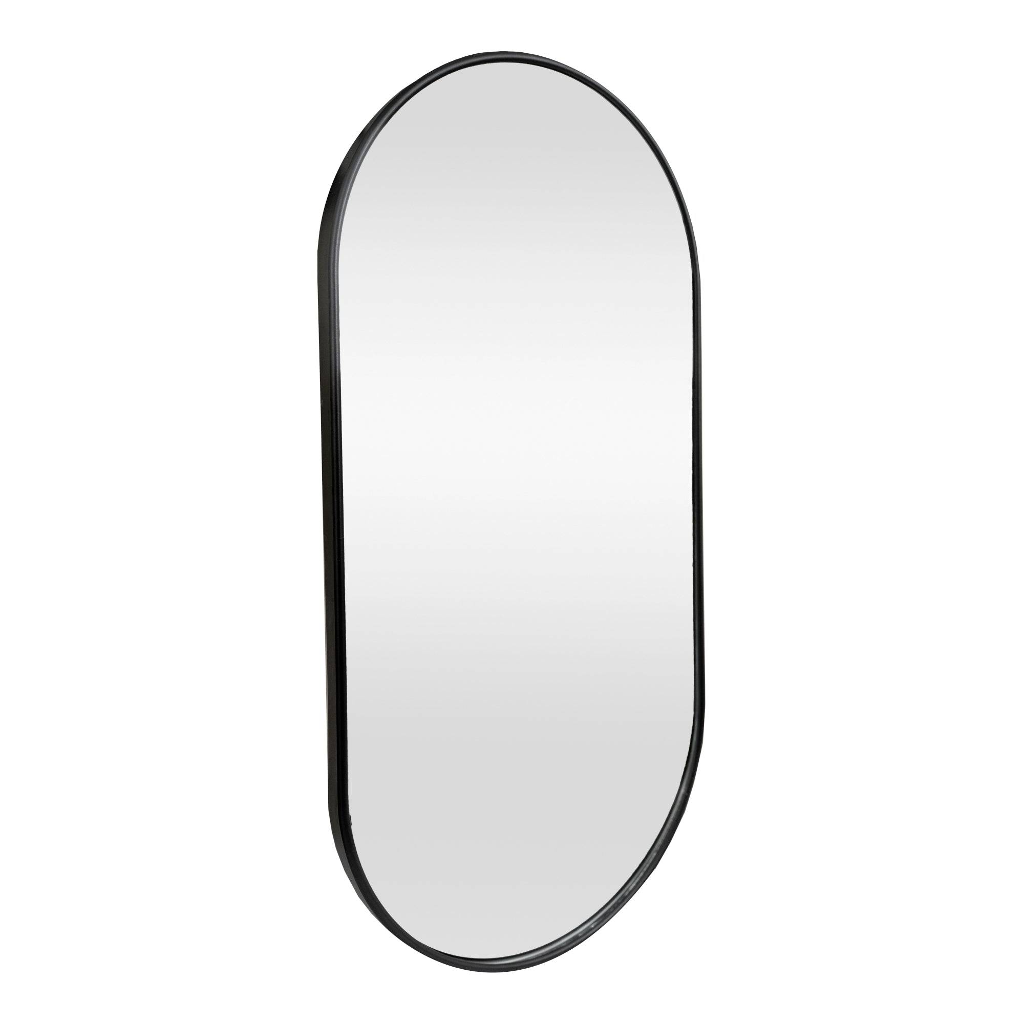 Helloshop26 - Miroir mural ovale 30 x 60 cm noir mat