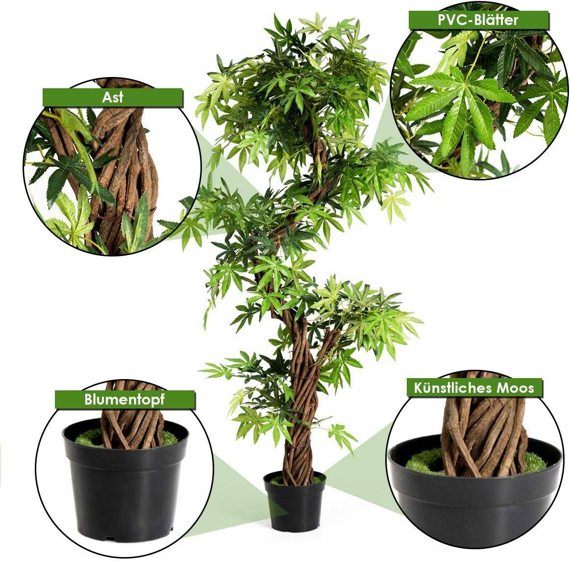 Arbre Artificiel Plante Artificielle en Pot Convient pour Intérieur ou Extérieur 160 cm - Image 5