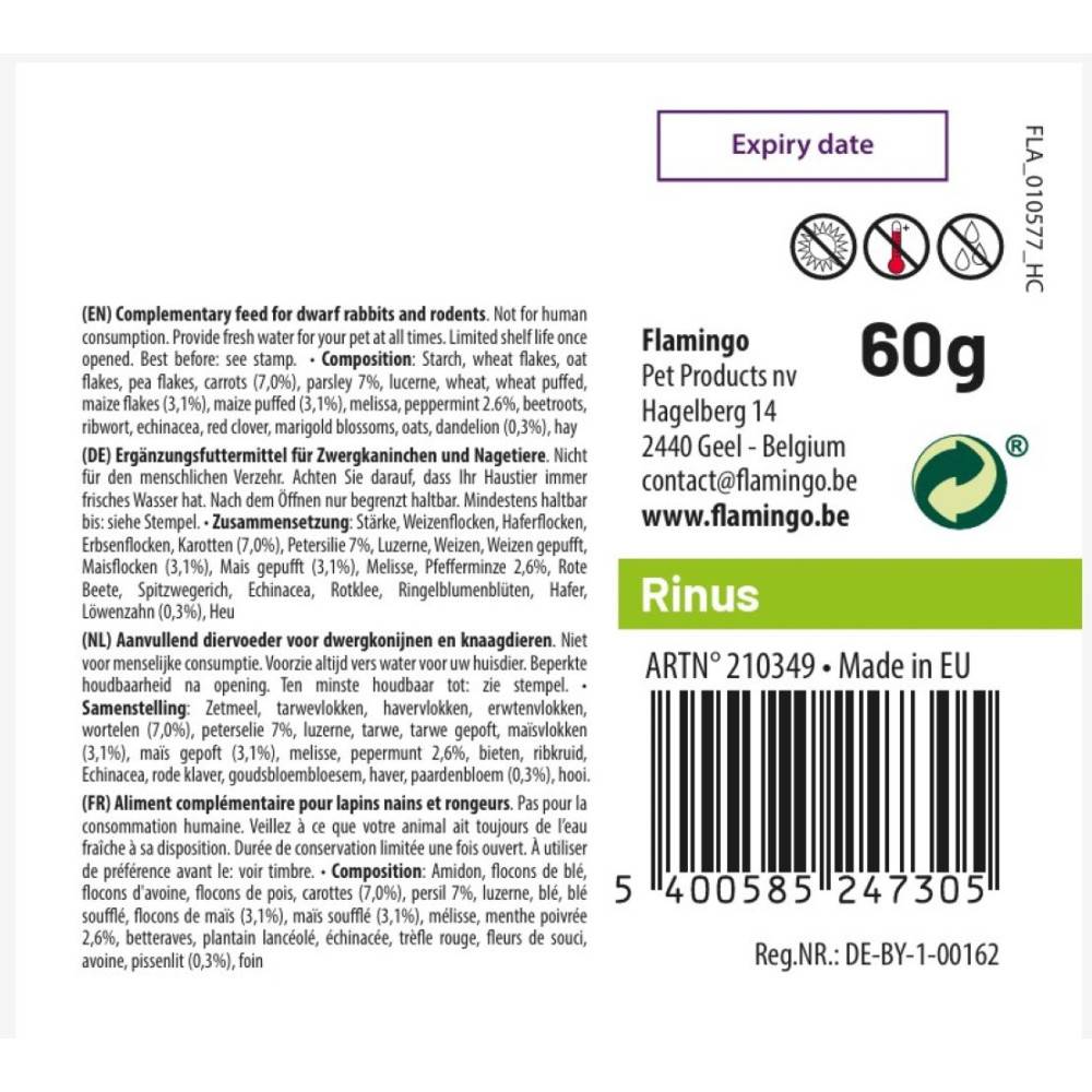 Flamingo - Friandises Balle d'herbes 60 g pour rongeur - Imagen 3