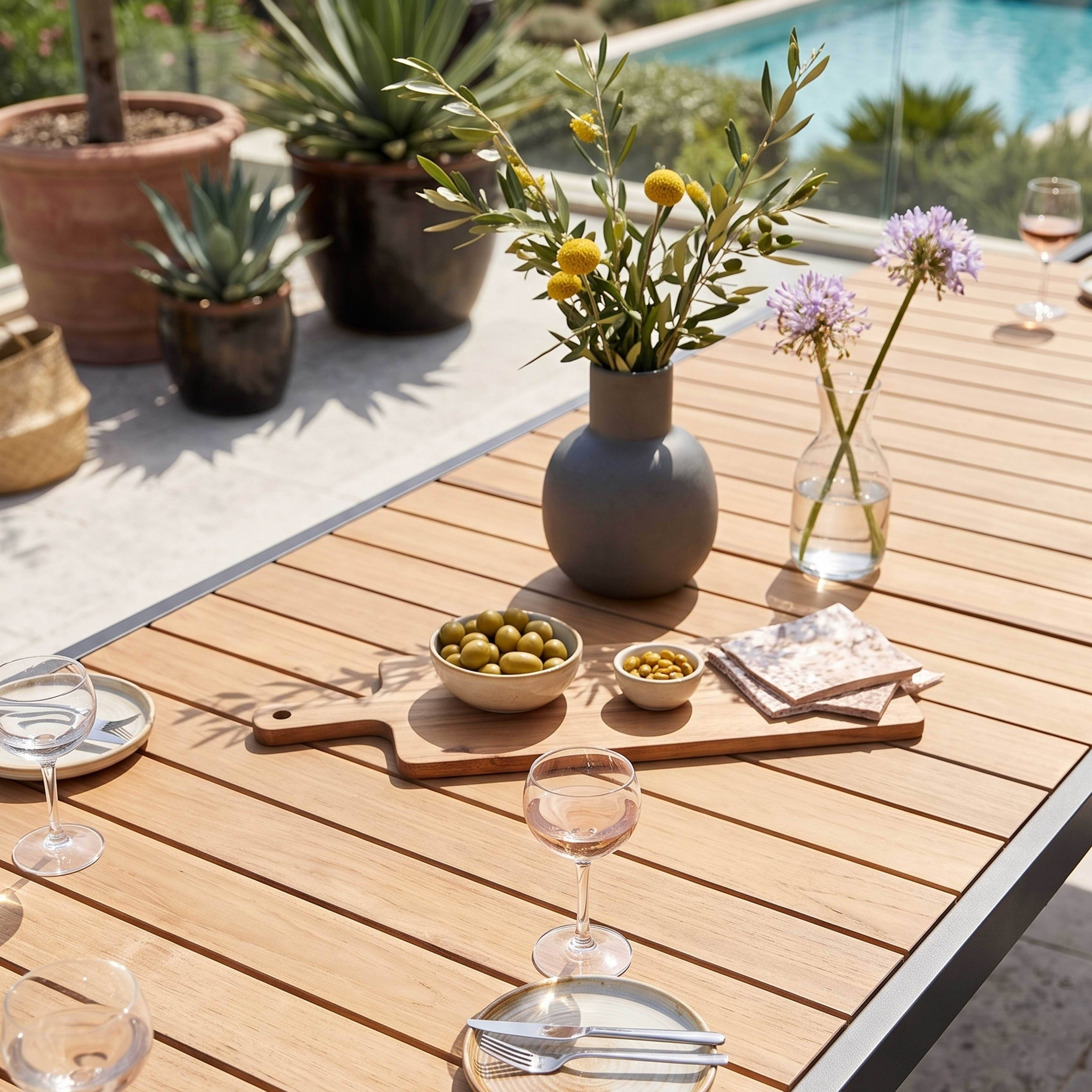Oviala - Salon de jardin 10 places, 8 chaises et 2 fauteuils en aluminium Nimes - Oviala - Imagen 5