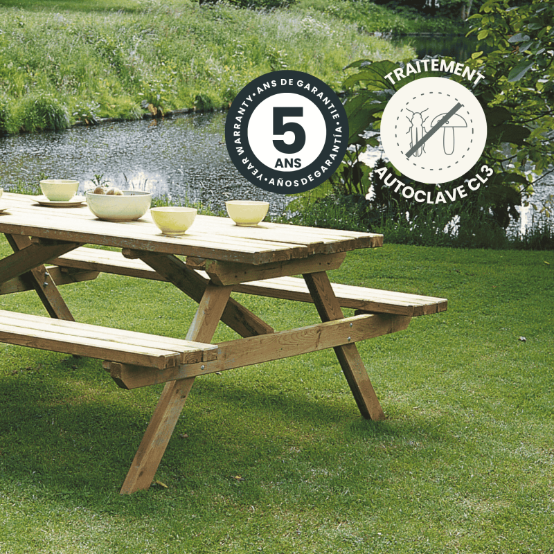 Forest Style - TABLE PIQUE NIQUE BOIS 150CM - Imagen 4