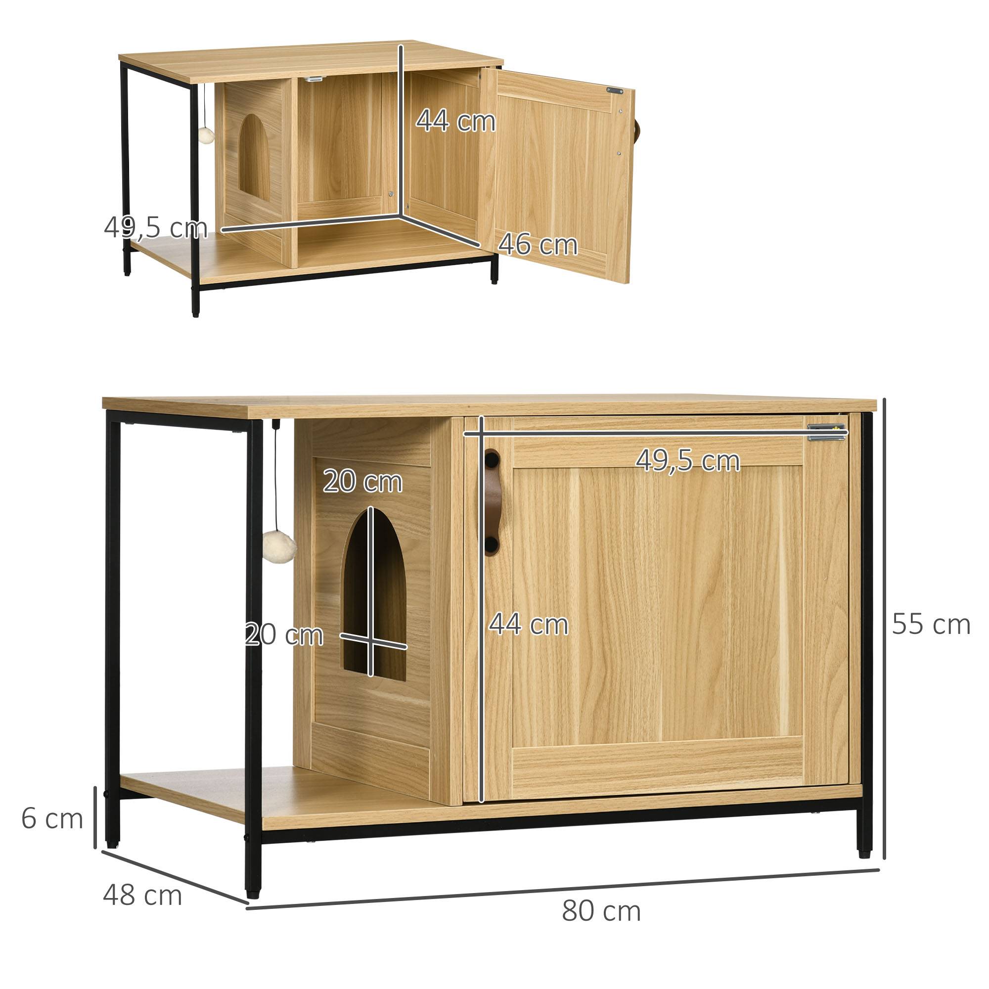 Maison de toilette pour chat bois et acier noir et bois clair 80 x 48 x — free download