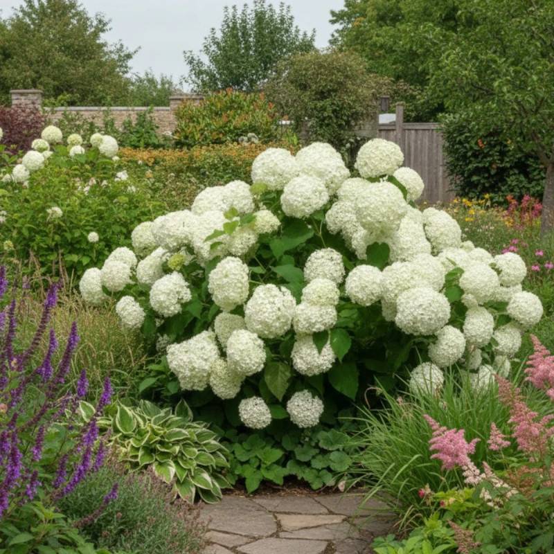 Hortensia de Virginie Annabelle, Hortensia arborescens à fleurs Blanche - feuillage Caduc - Godet - 5/20 cm-  hauteur à maturité De 1,00 m à 1,50 m - Imagen 5