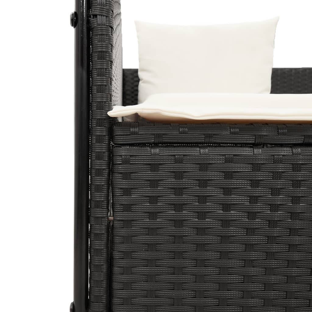 Vidaxl - Chaise longue double avec toit et rideaux noir résine tressée vidaXL 4002755 - Image 5