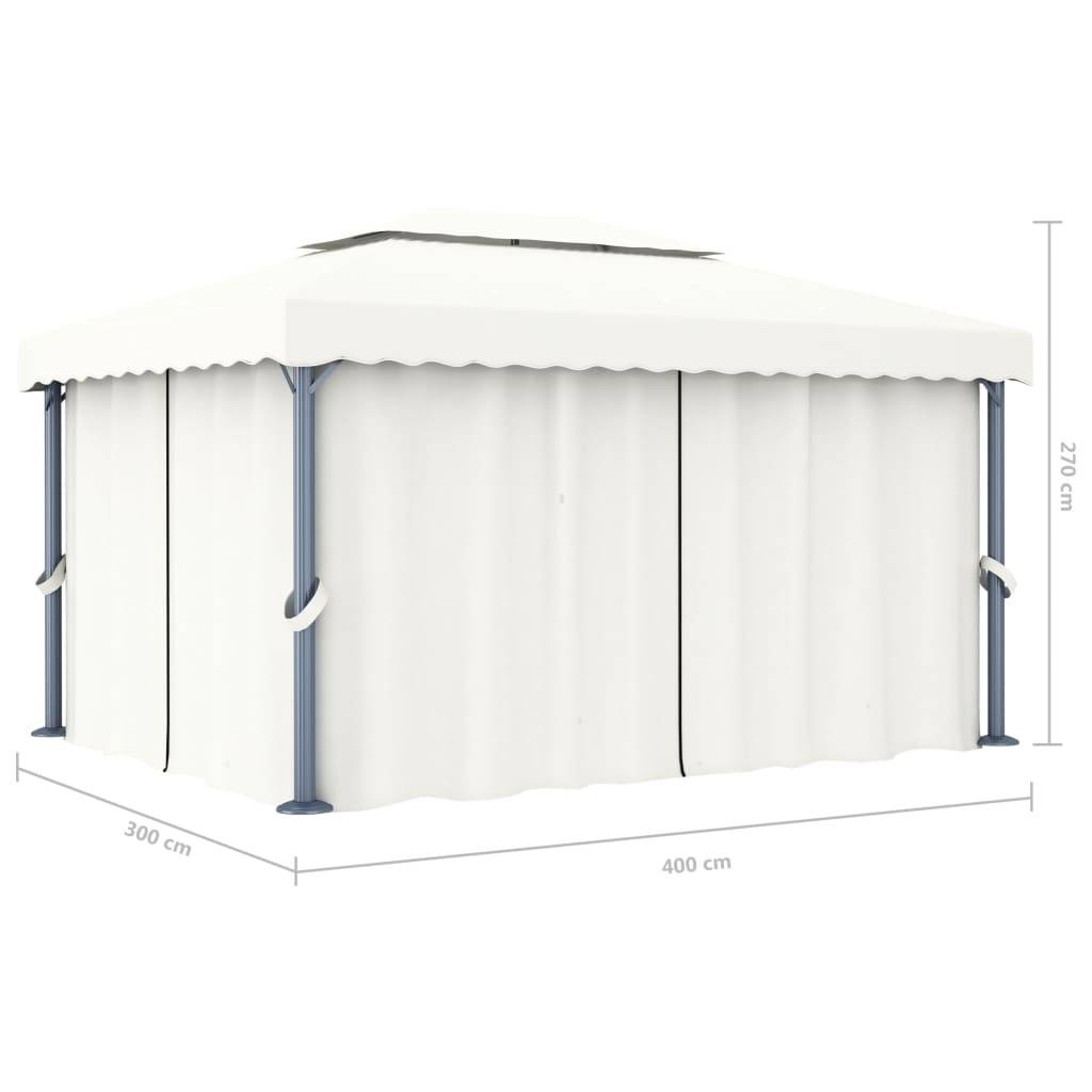 Tonnelle de Jardin Aluminium avec Rideaux Moustiquaires et Éclairage Solaire Crème 4x3 m – ComfortXL Outdoor Living - Image 5