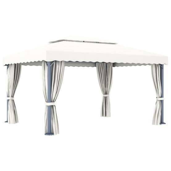 Tonnelle de Jardin Aluminium avec Rideaux Moustiquaires et Éclairage Solaire Crème 4x3 m – ComfortXL Outdoor Living - Image 7