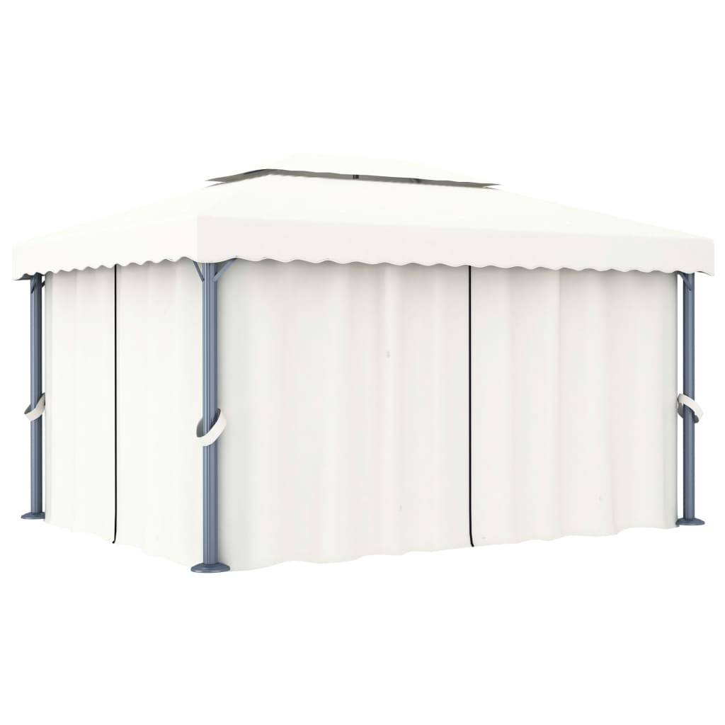 Tonnelle de Jardin Aluminium avec Rideaux Moustiquaires et Éclairage Solaire Crème 4x3 m – ComfortXL Outdoor Living - Image 3