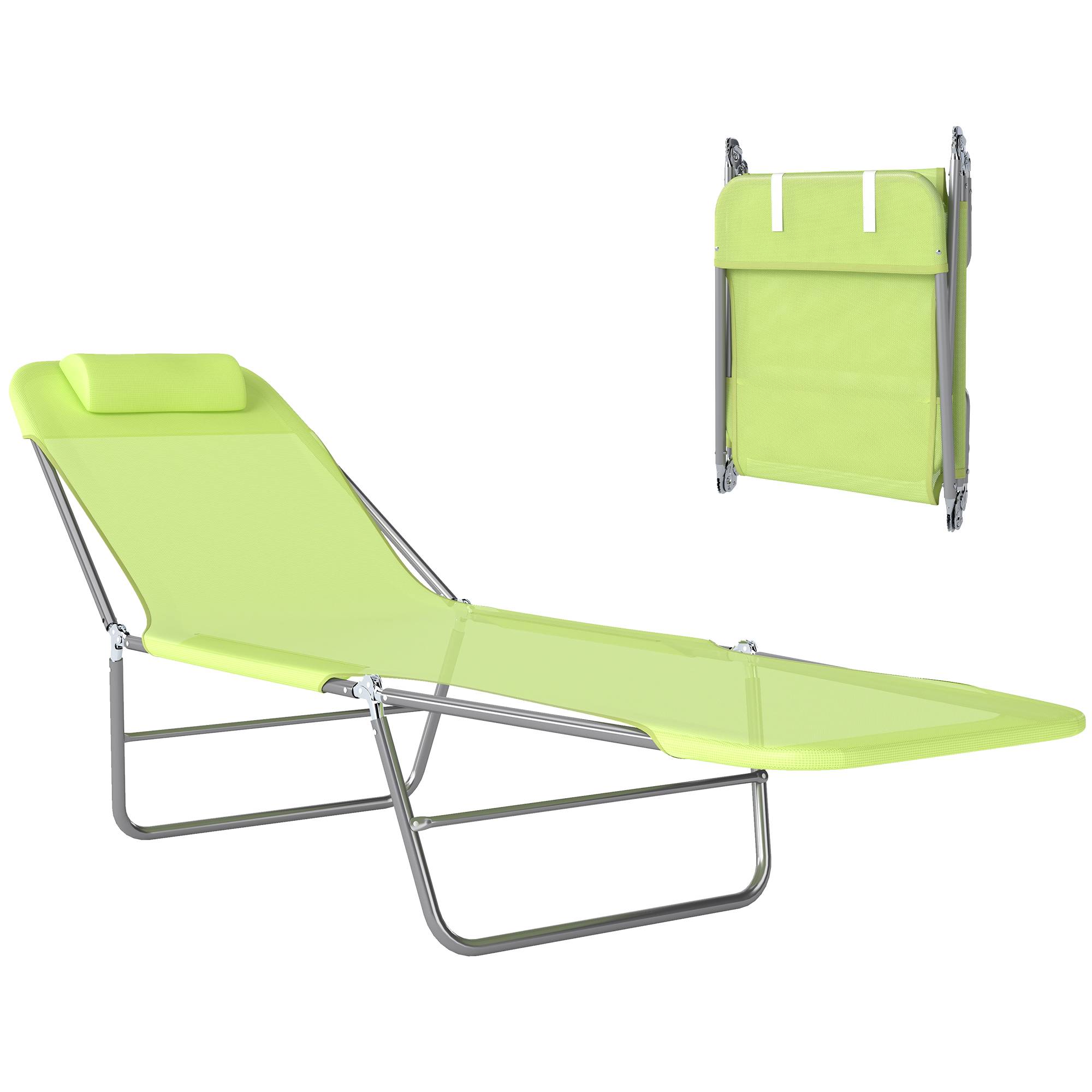 Sans Marque - Transat pliant avec dossier inclinable et coussin, 182 x 56 x 24,5 cm - Image 1