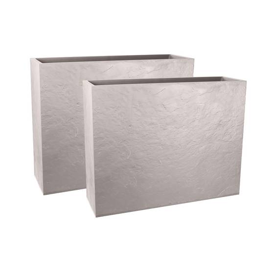 Eda - Jardinière rectangulaire volcania apparence pierre 63l-lot de 2 - Image 1