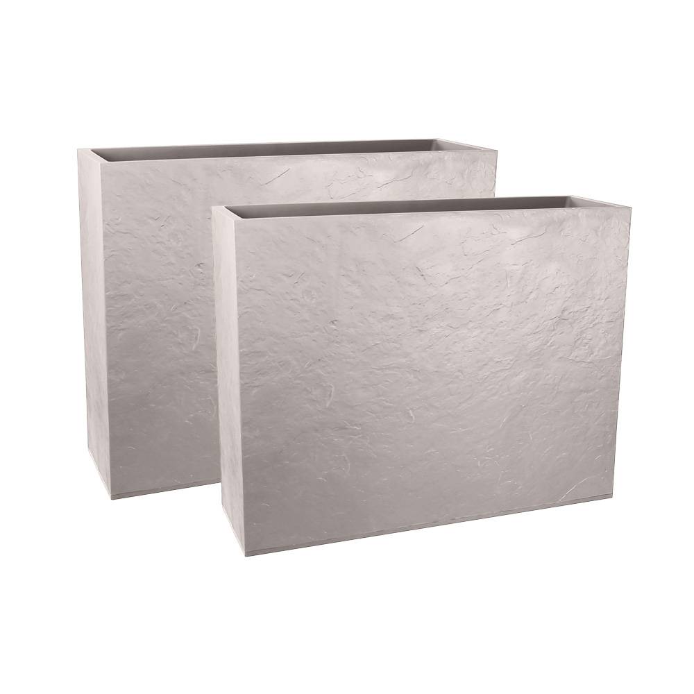 Eda - Jardinière rectangulaire volcania apparence pierre 63l-lot de 2 - Image 1